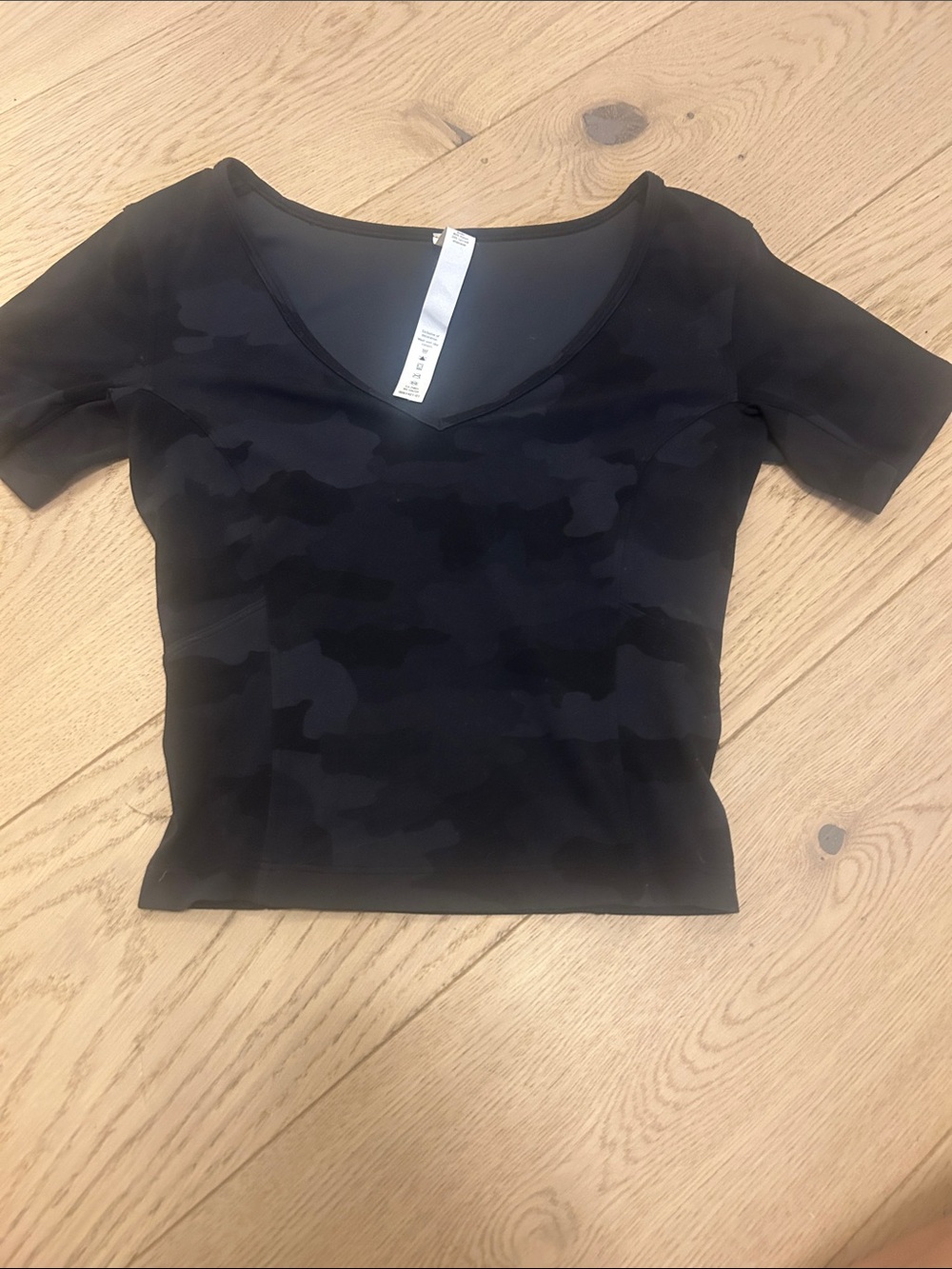 lululemon athletica Black Camo V-Neck Crop Top